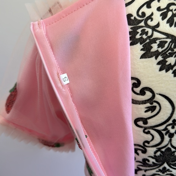 Glitter Strawberry Tulle Ruffle Maxi Dress - Picture 5 of 6